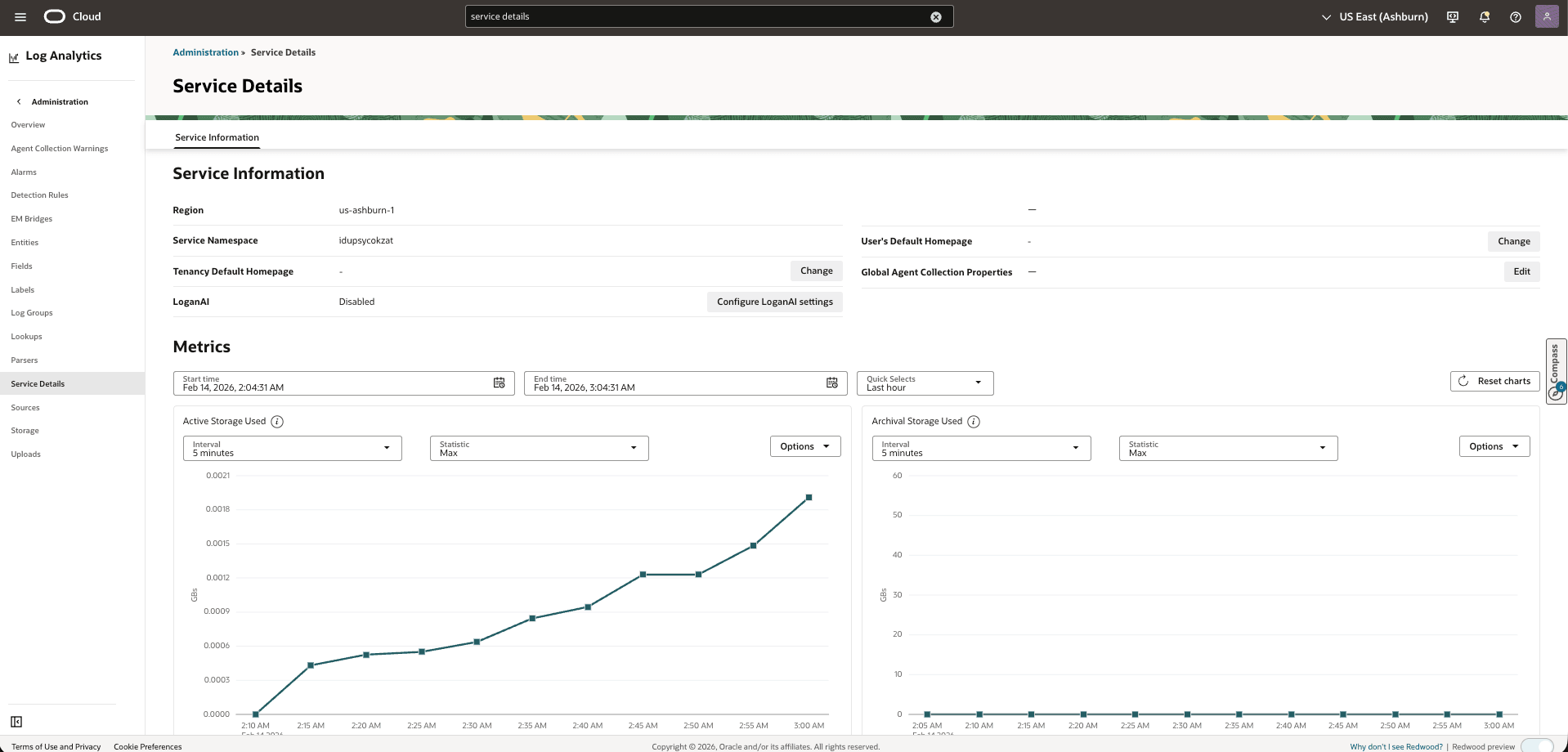 This screenshot shows the Service Details page.