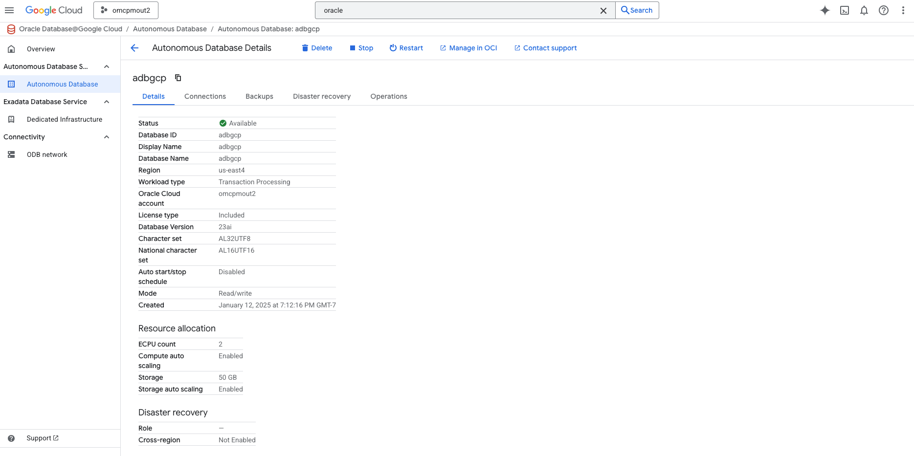 A screenshot of modifying the Autonomous Database process. A screenshot of modifying the Autonomous Database process.