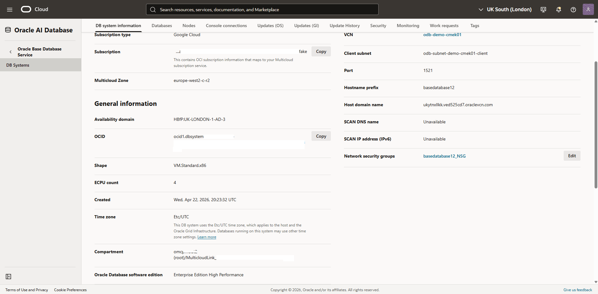 This screenshot shows how to obtain your compartment information.