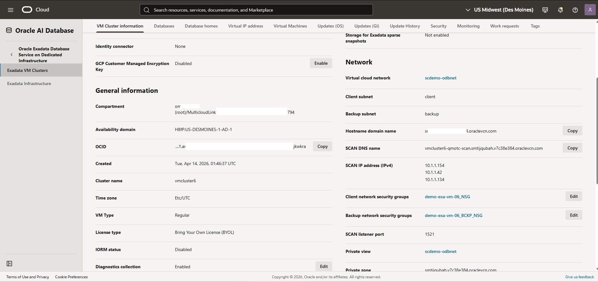 This screenshot shows how to obtain your compartment information.