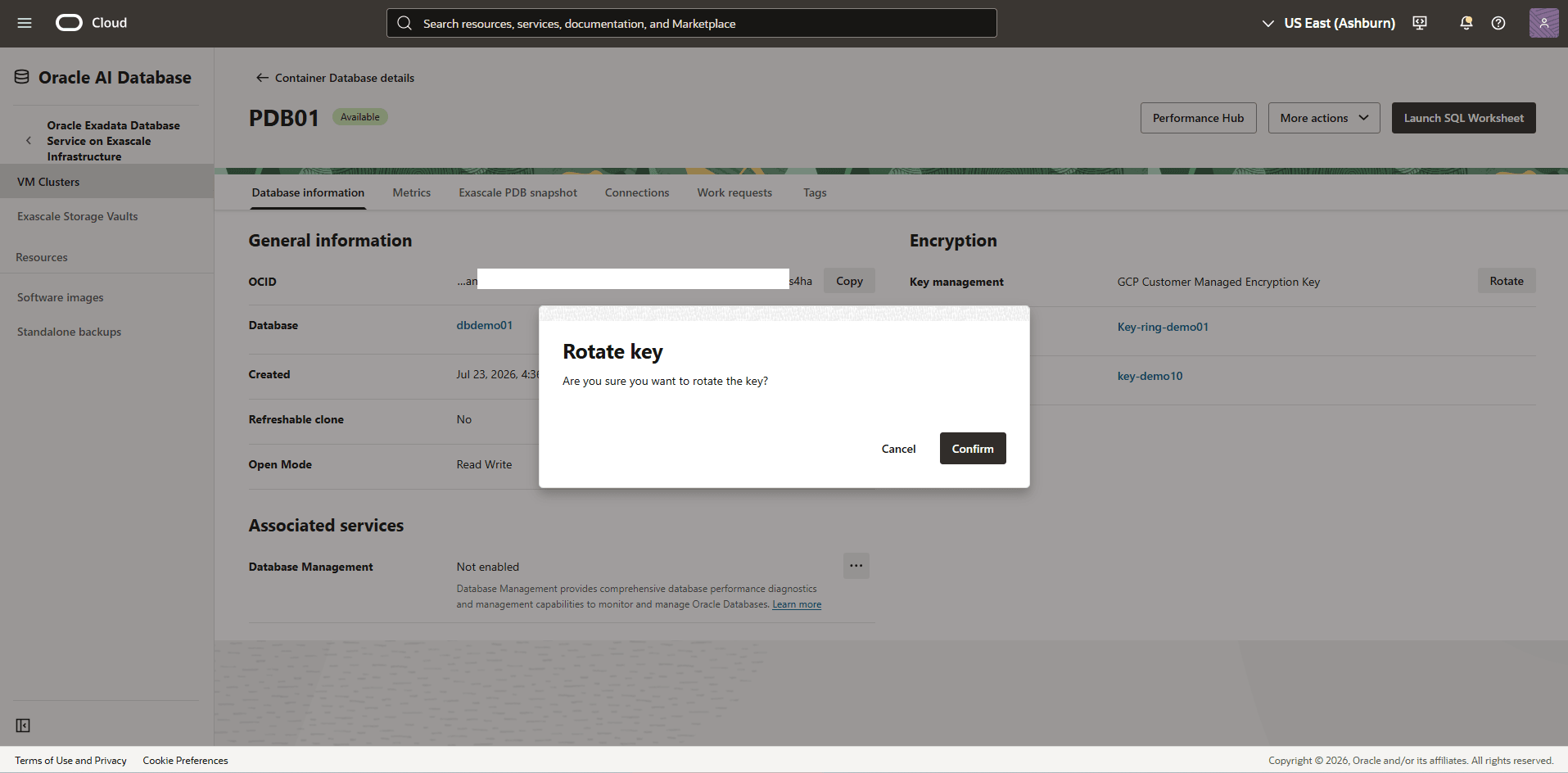 This screenshot shows how to rotate a key.