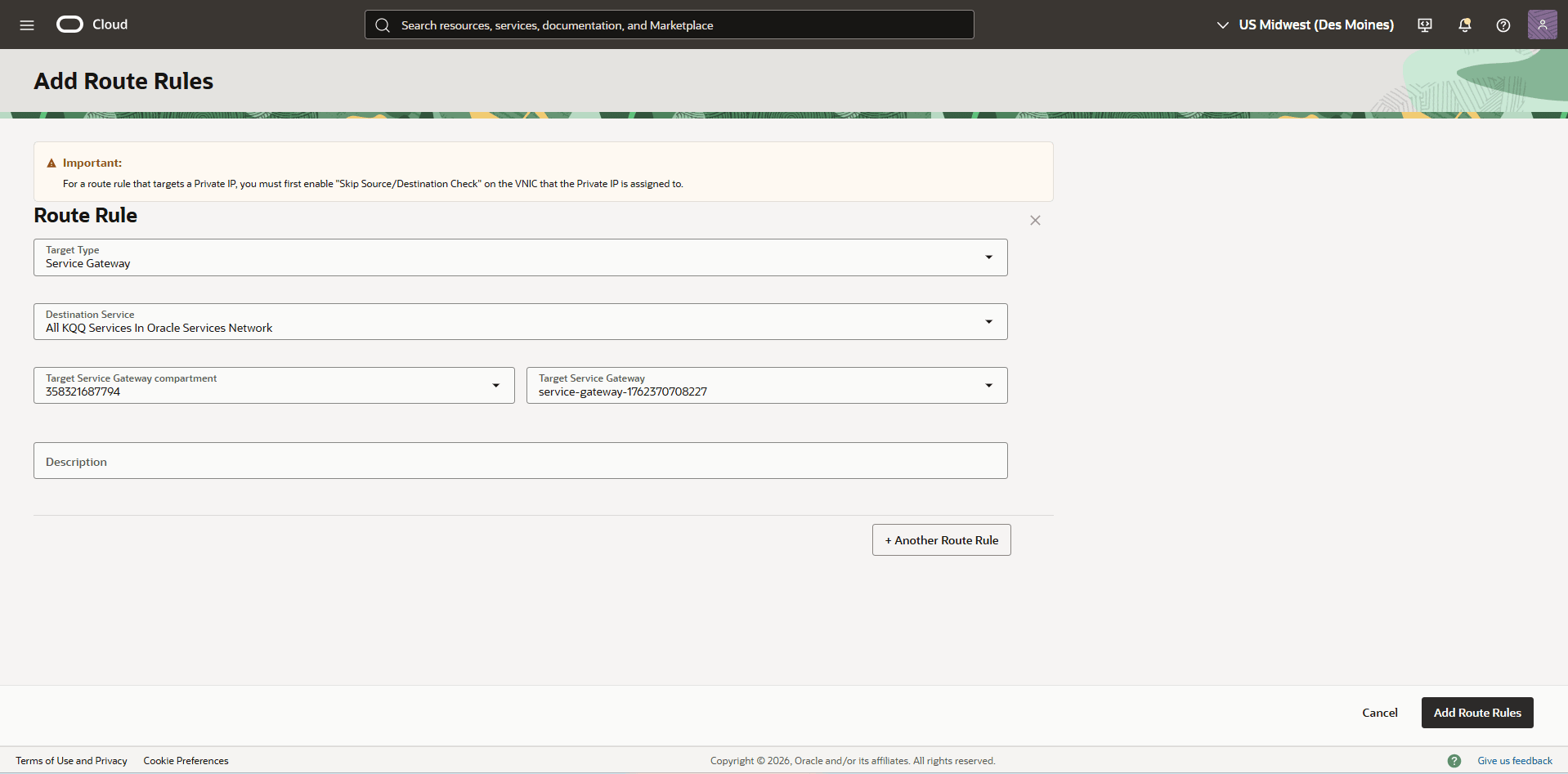 This screenshot shows how to add route rules.