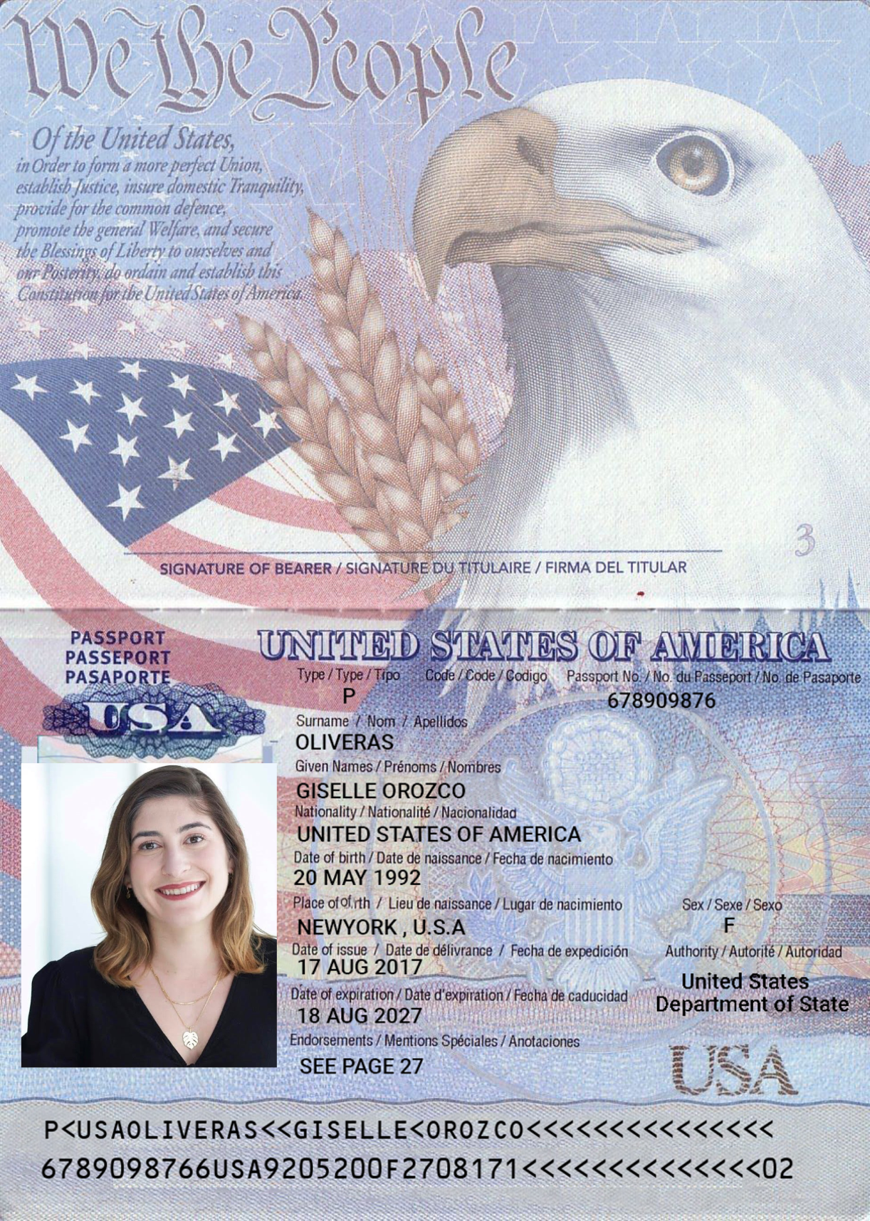 sample american passport