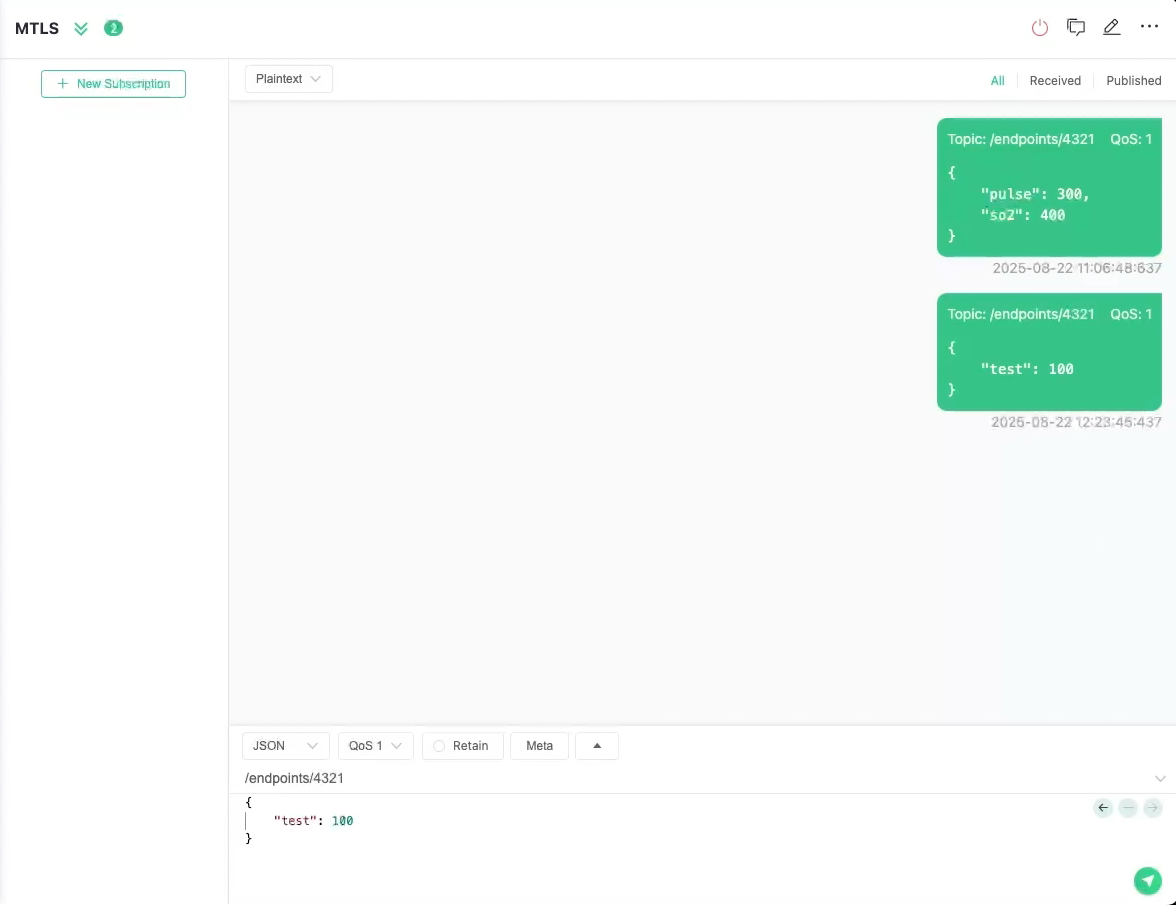 Subscribe to a topic in MQTTx.