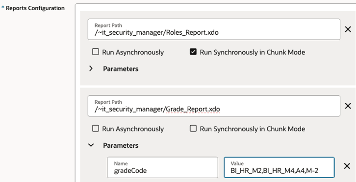 Reports configuration details