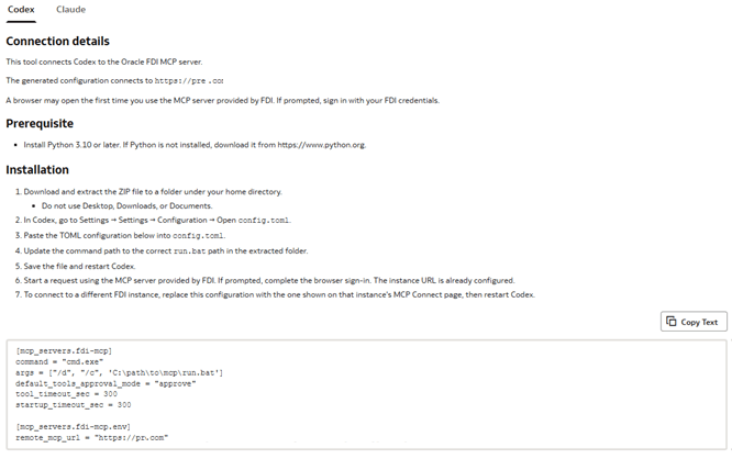 Description of fawag-mcp-connect-codex-windows.png follows