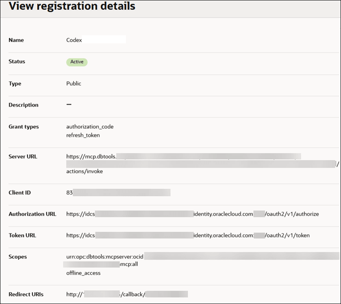This image shows the Client registration details page, where you can obtain the Server URL.