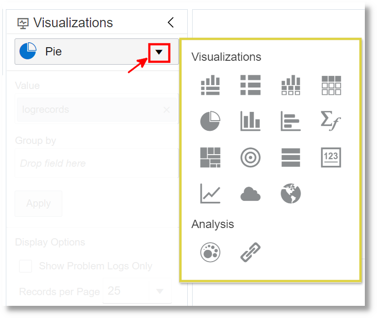 Visualization options in the Log Explorer
