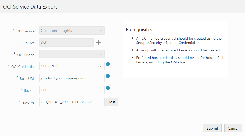 Image illustrates how to check for OCI bridge connectivity. Image illustrates how to check for OCI bridge connectivity.