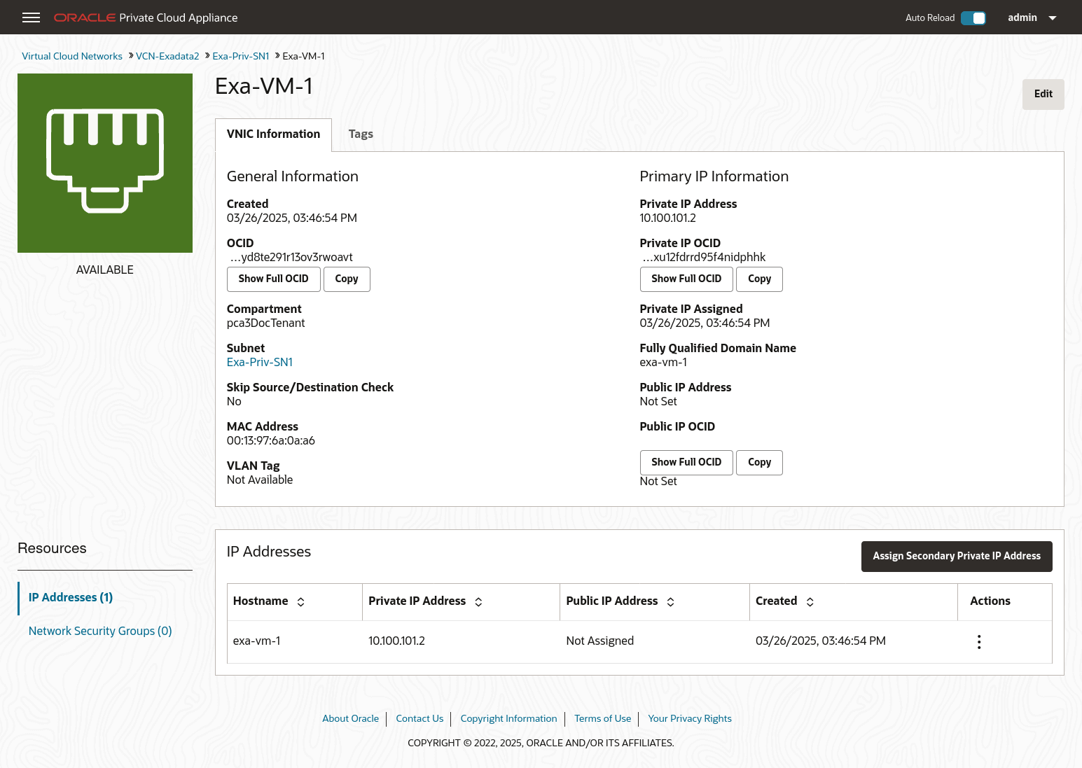 Figure showing the Instance dialog box from Compute UI.