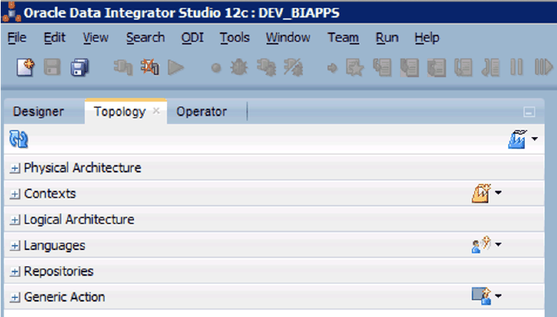 Image displays the ready-to-use repository artifacts in ODI Studio.