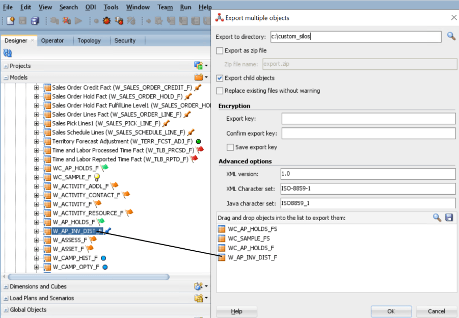 Description of odi-export-childobjects1.png follows