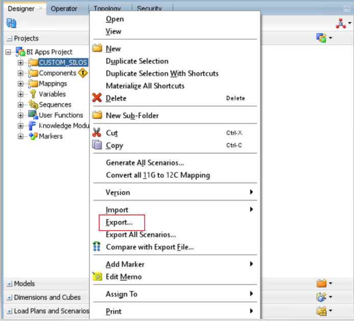 Description of odi-export-customizeddatastore.png follows