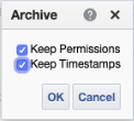 Check boxes for permissions and timestamps