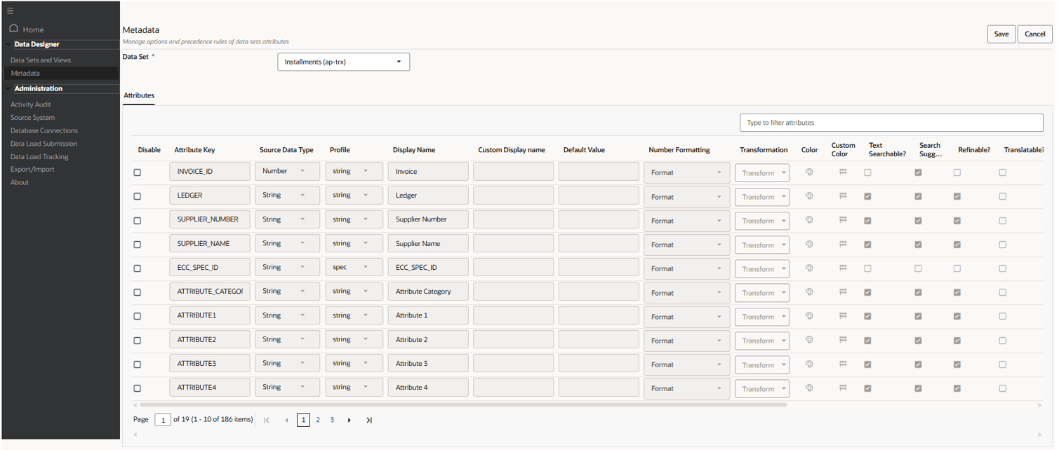 Metadata of Dataset View