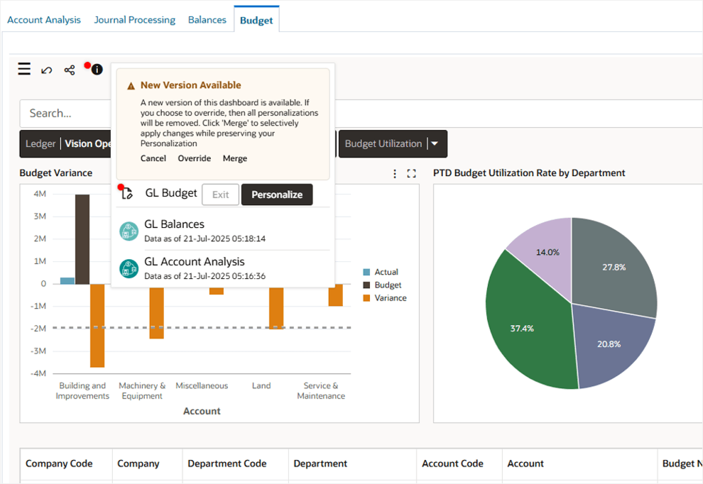 Merge as a New option when a new version is available