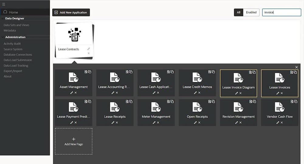 Page Search in the ECC Administration Home Page