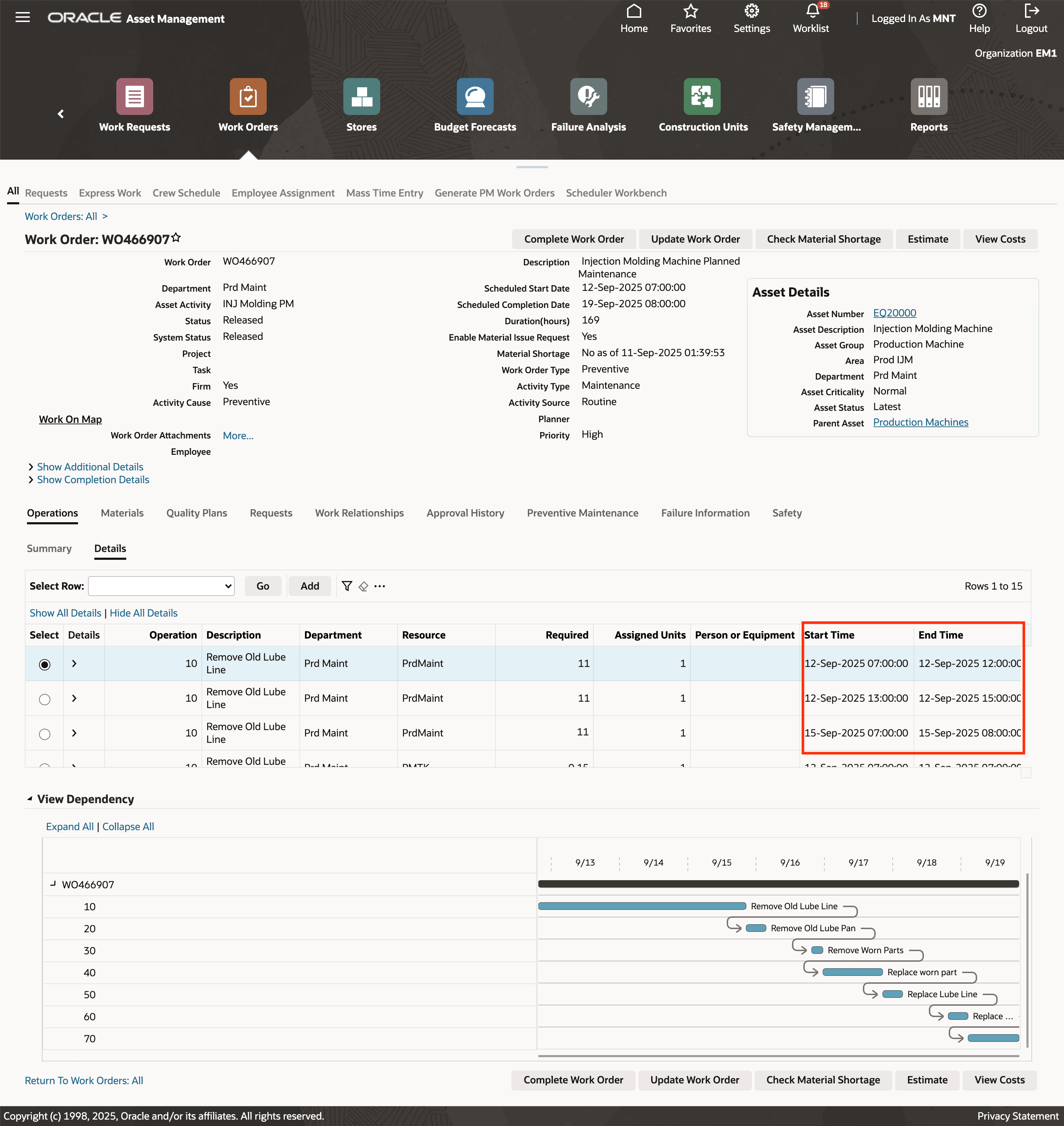 Firm Work Order Shift Schedule Before Updated
