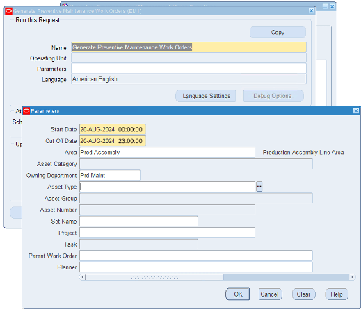 New Time Component Fields for Generate Preventitive Maintenance Work Orders program