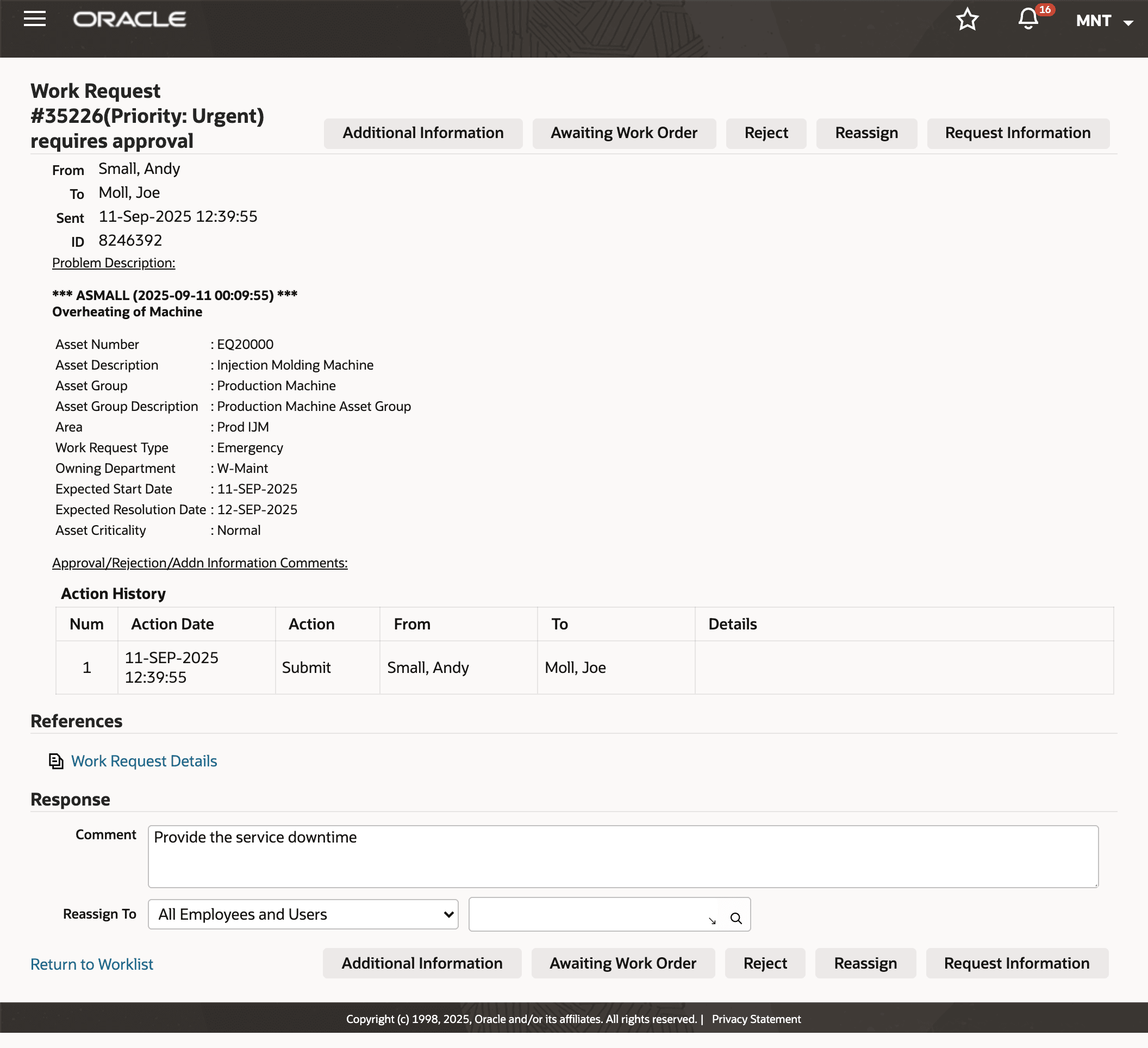 Work Request Workflow Notification