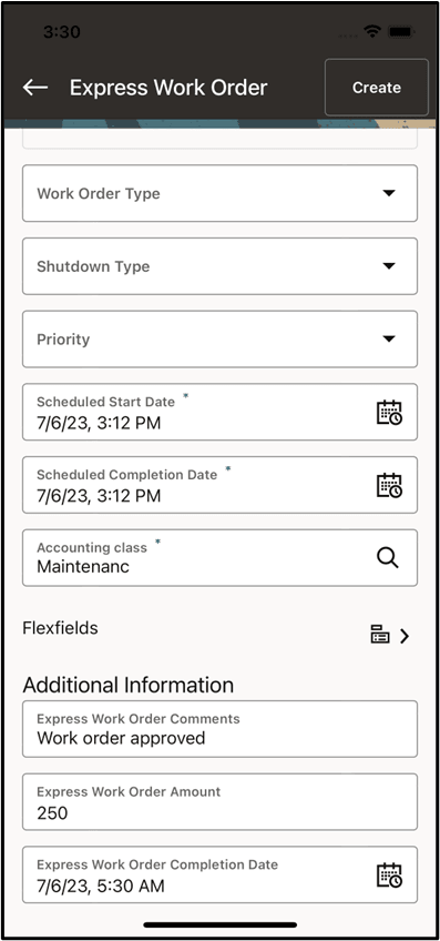 Enter Work Order Extension details