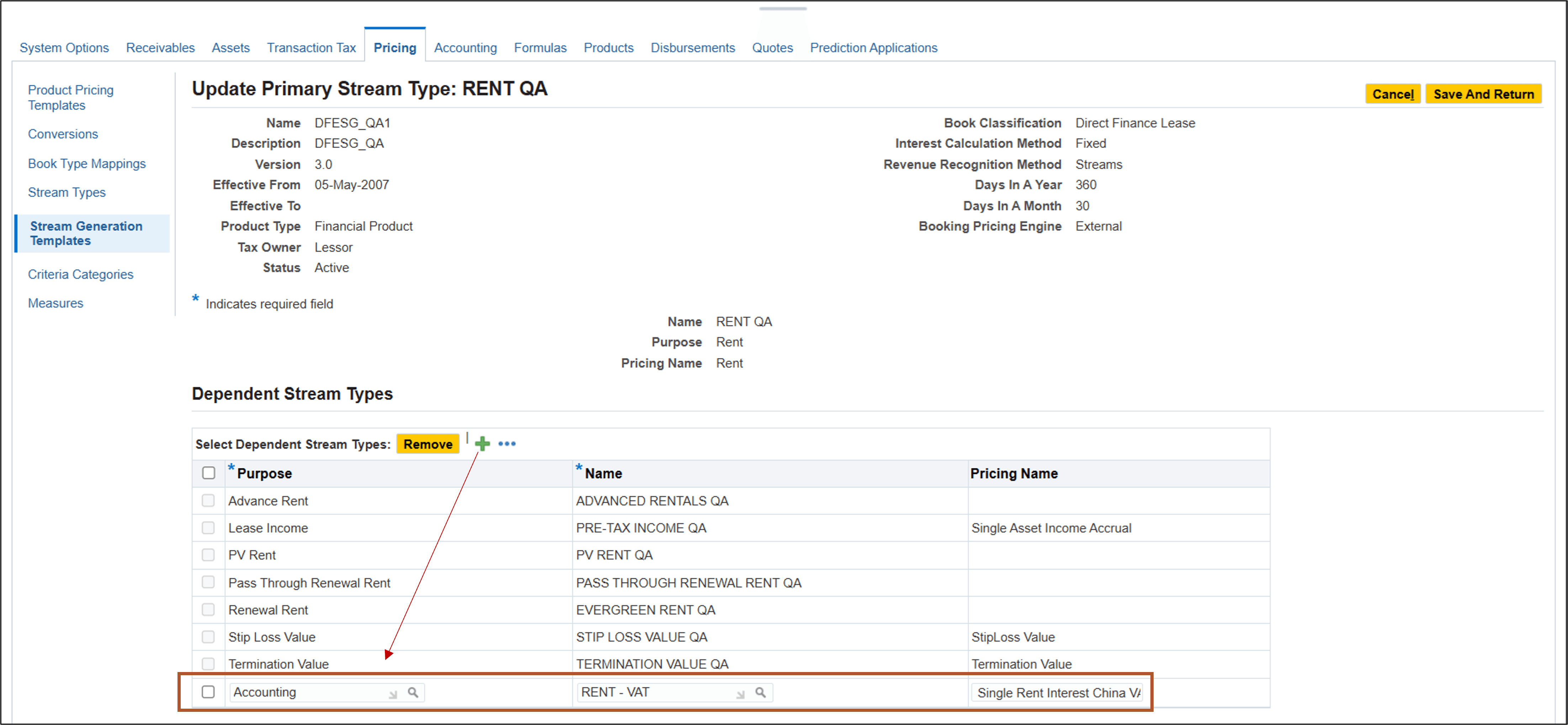 Add Dependent Stream Type to Stream Generation Template