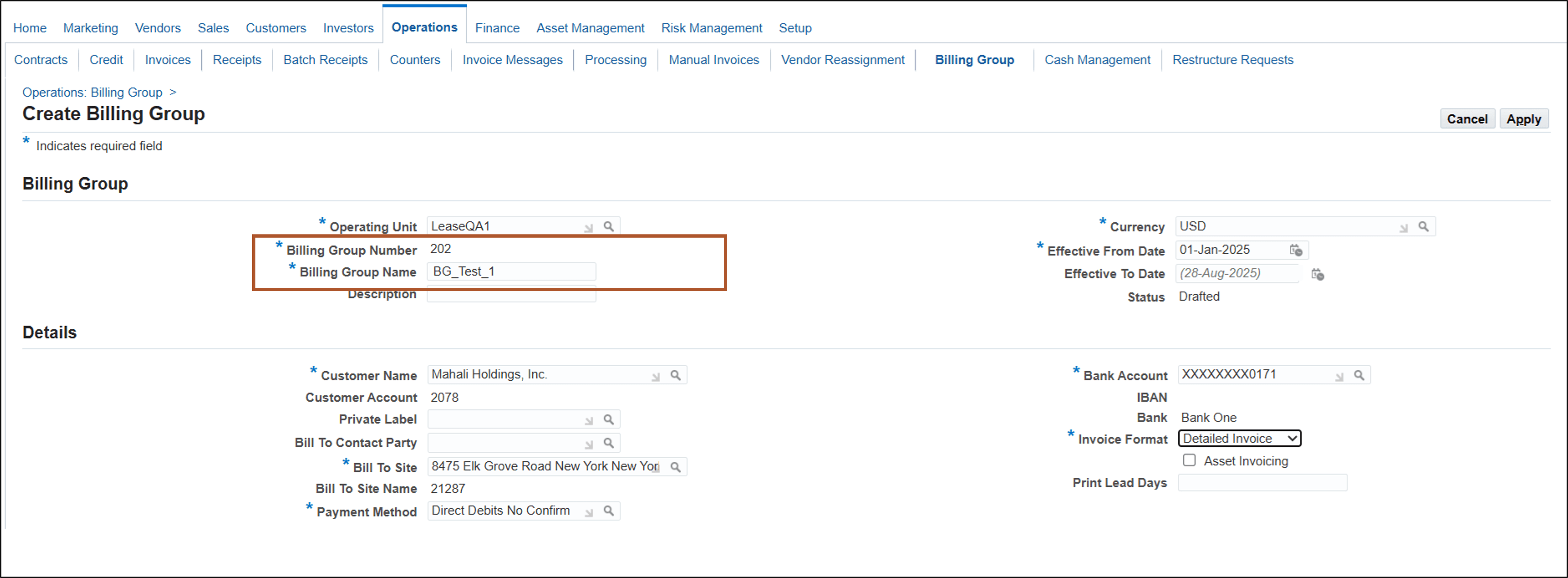 Create Billing Group