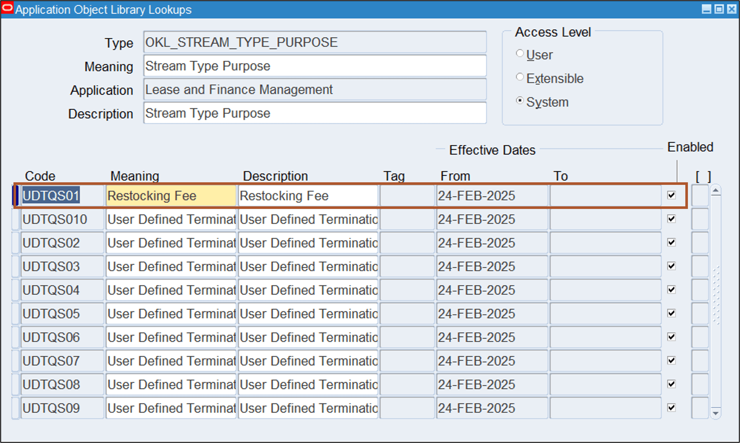 Define Stream Type Purpose Lookup