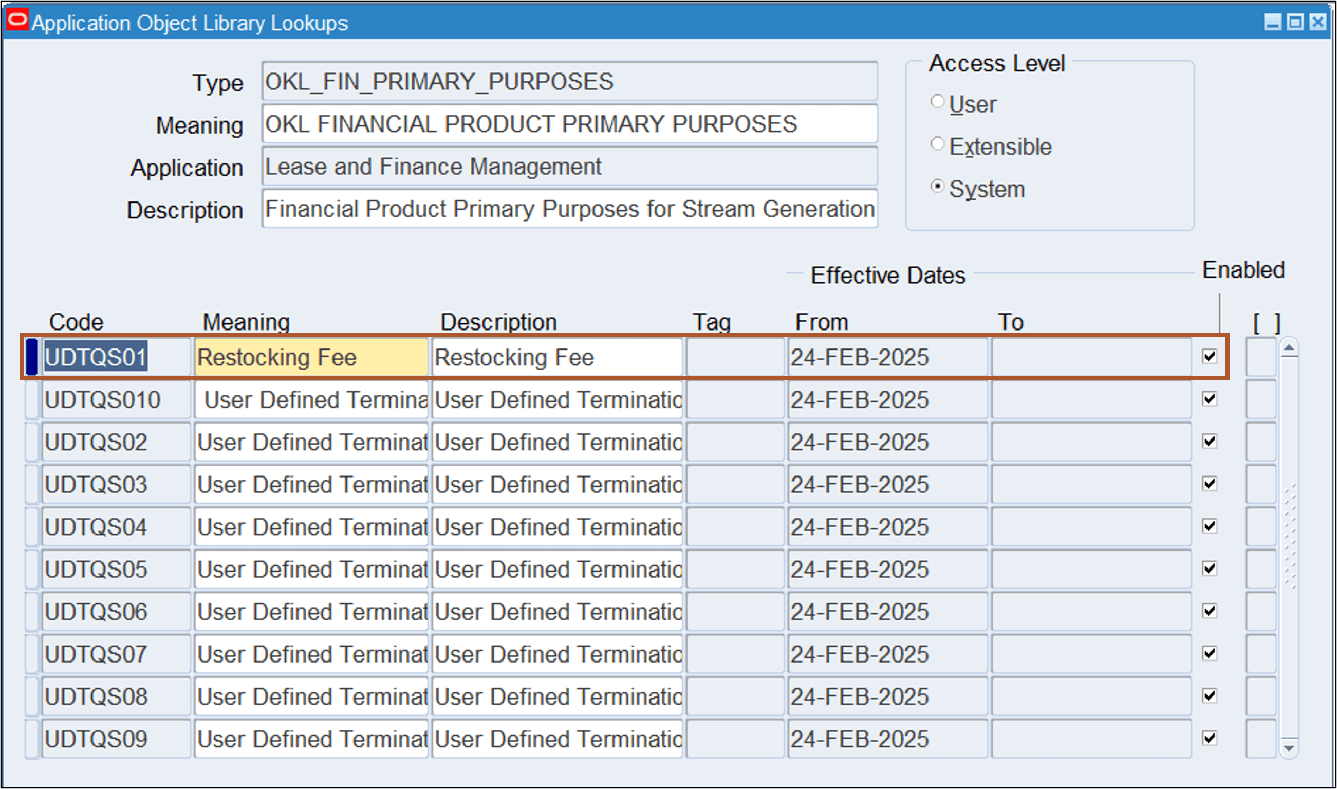 Define Financial Product Primary Purposes Lookup
