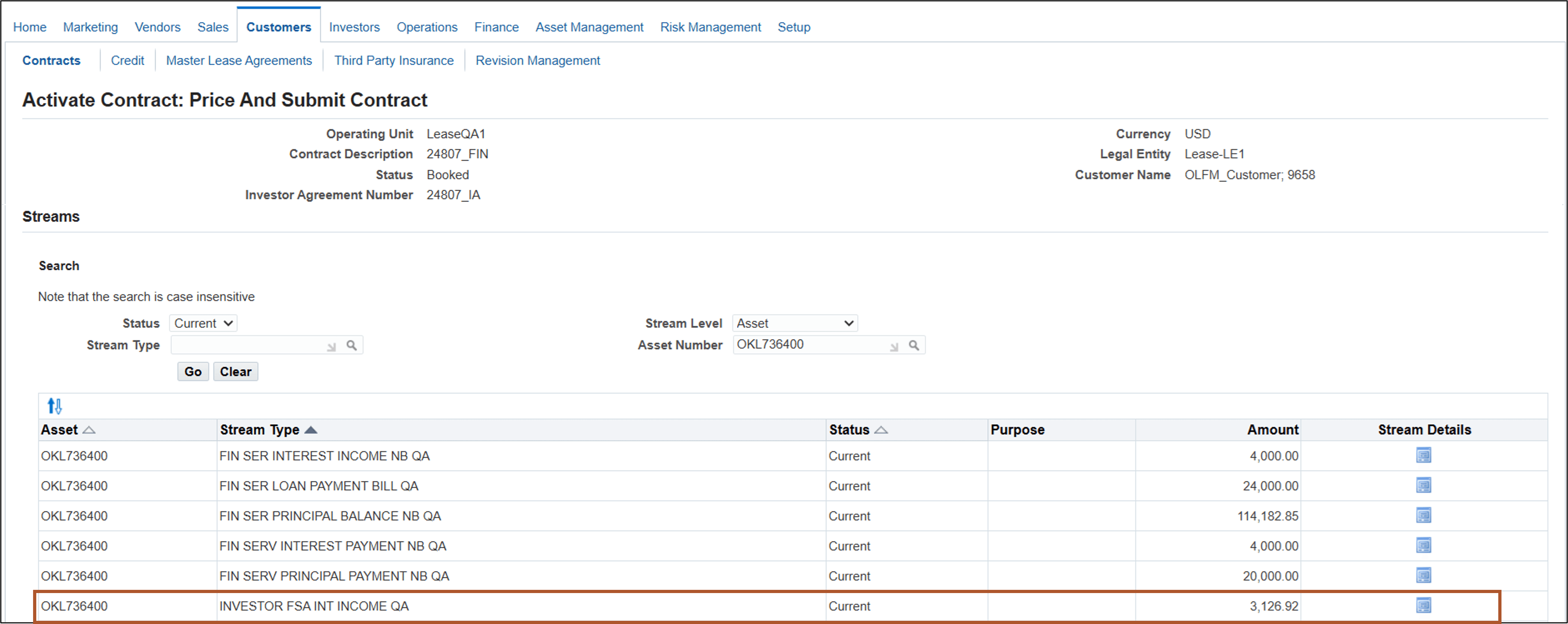 View Contract Streams