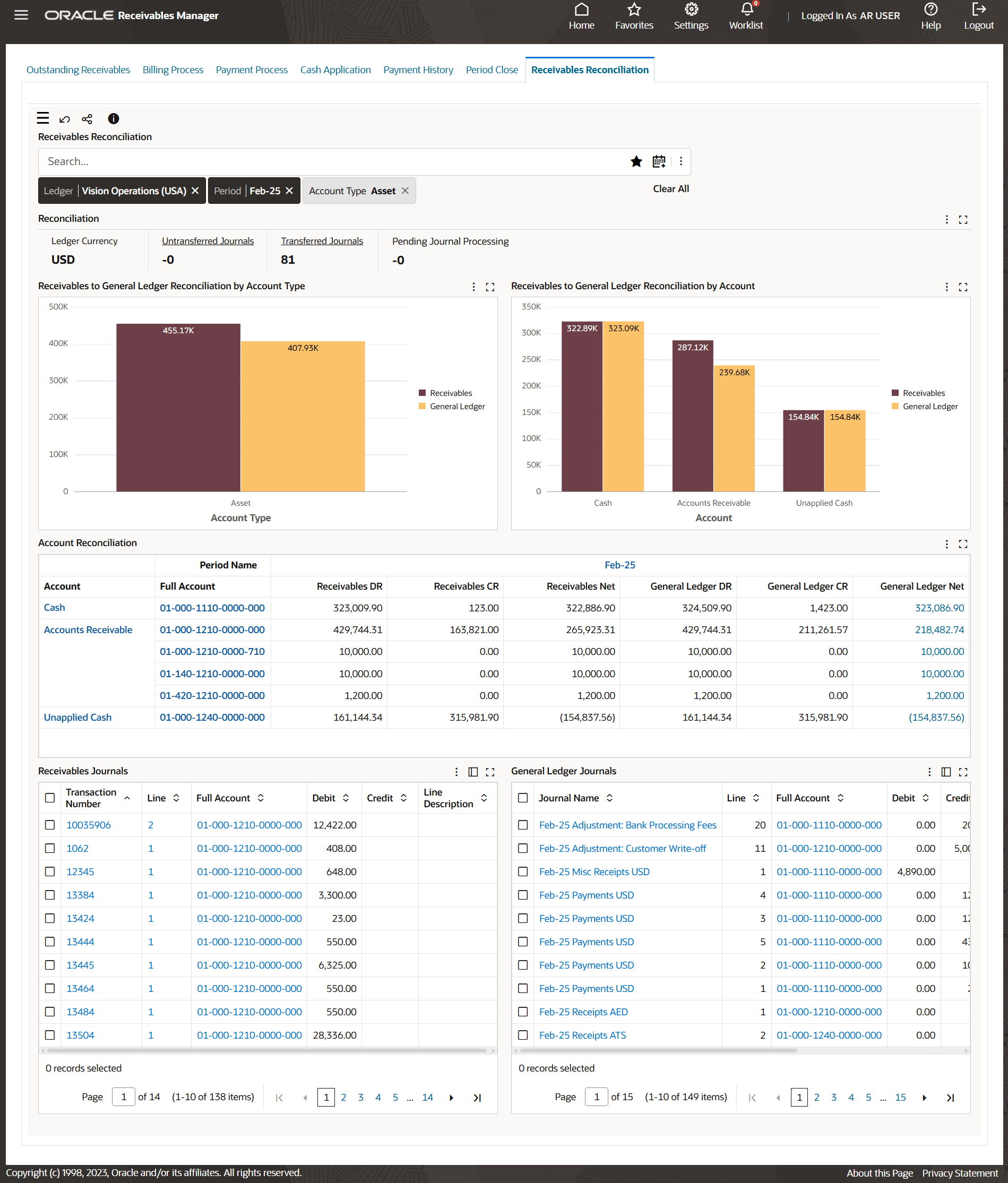 Receivables Reconciliation Dashboard