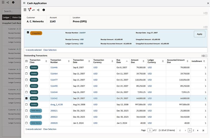 Cash Application Summary