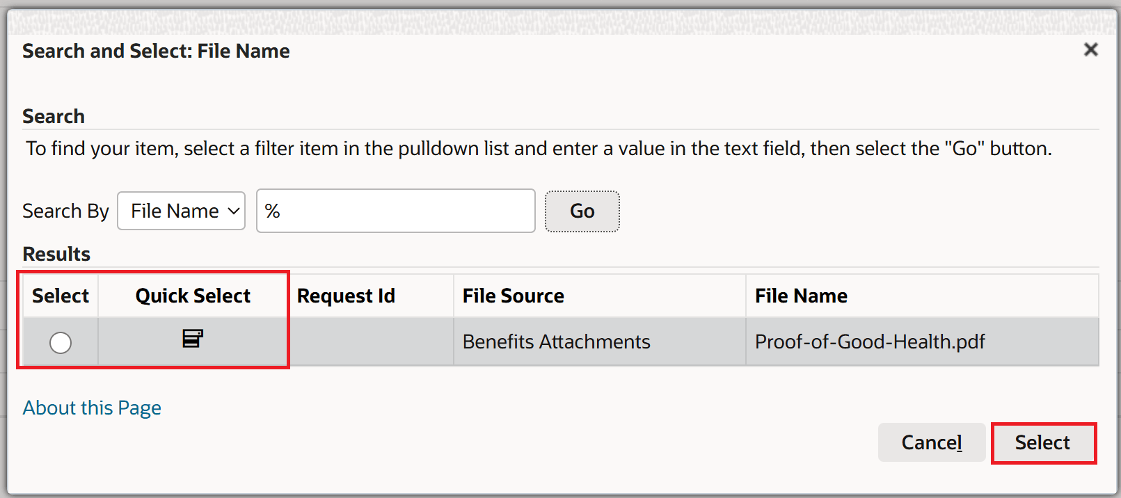 Manage Benefits Files > Select Benefits Attachment file to download
