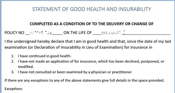 Snippet of Updated Proof of Good Health Certificate