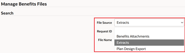 Manage Benefits Files > Search for System Extract or Plan Design Copy output files to download