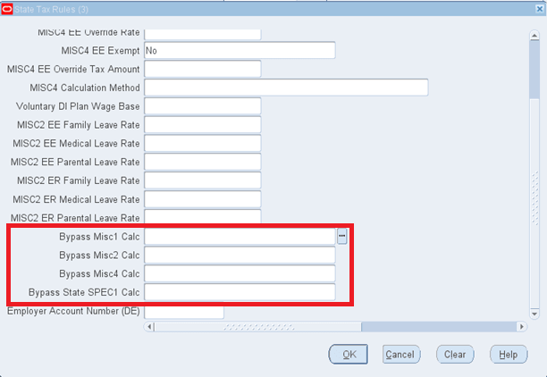 State Tax Rules (3) DFF at GRE level showing new Bypass fields