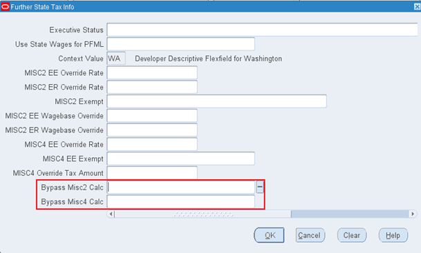 Bypass Fields in Employee Assignment > State Tax Info > Further State Tax Info DFF