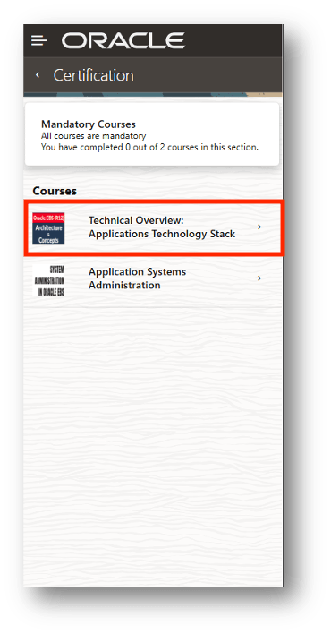 Mandatory Course Drill Down