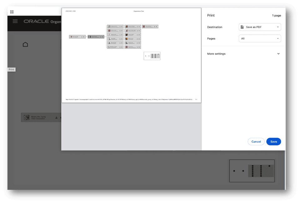 Print Selected Organization Hierarchy