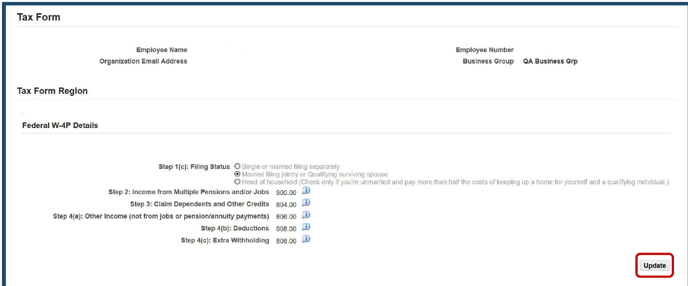 W-4P Tax Form Entry Page
