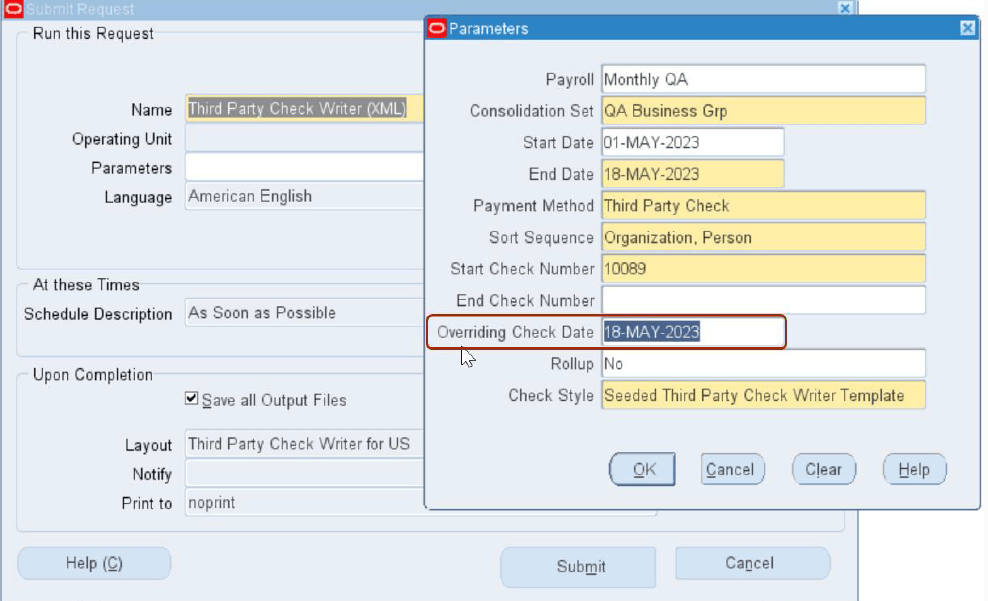 Overriding Check Data Parameter
