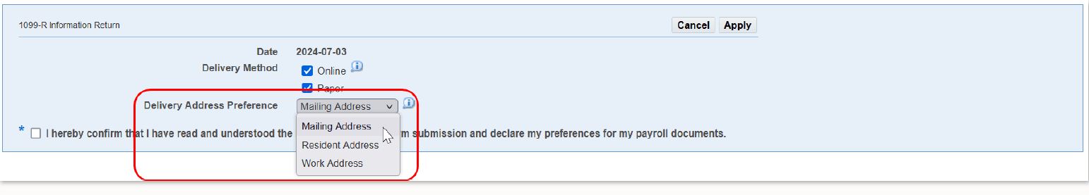 Delivery Address Preference