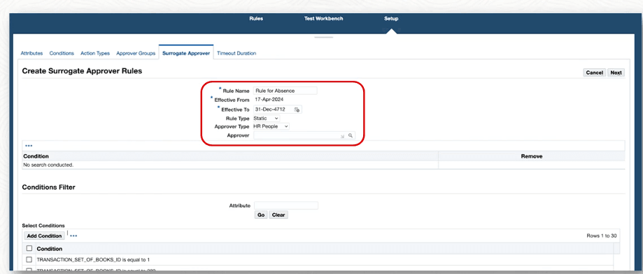 Create Surrogate Approver Rules