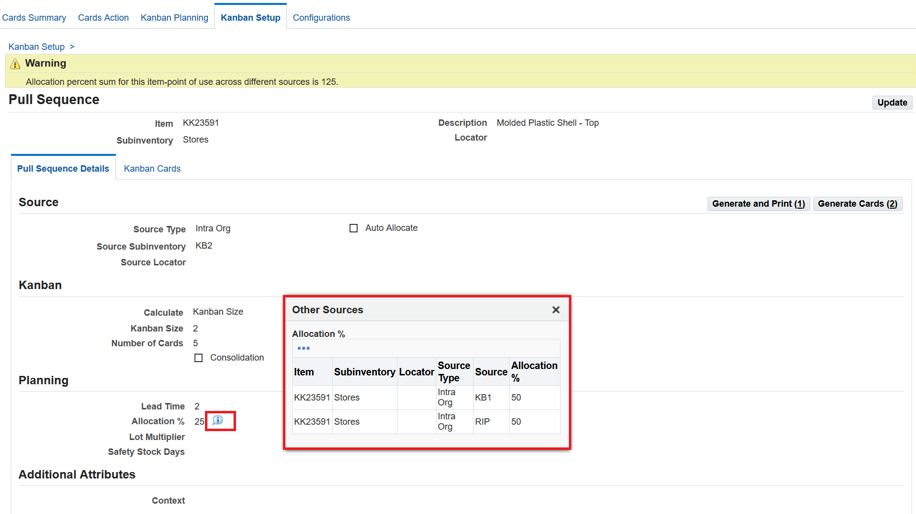 Pull Sequence definition - View Allocation % of other sources