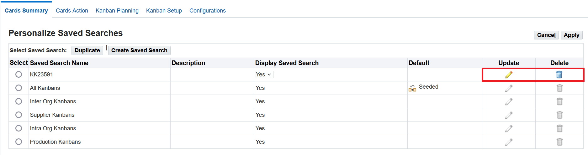 Personalize a saved search