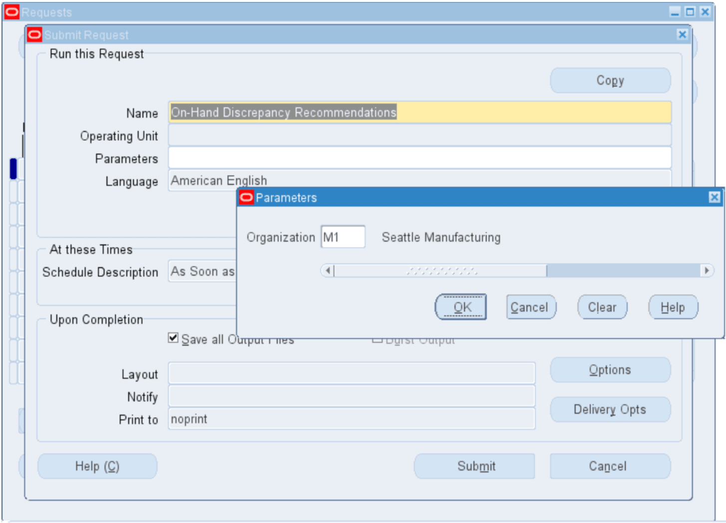 Run On-hand Discrepancy Recommendations Program