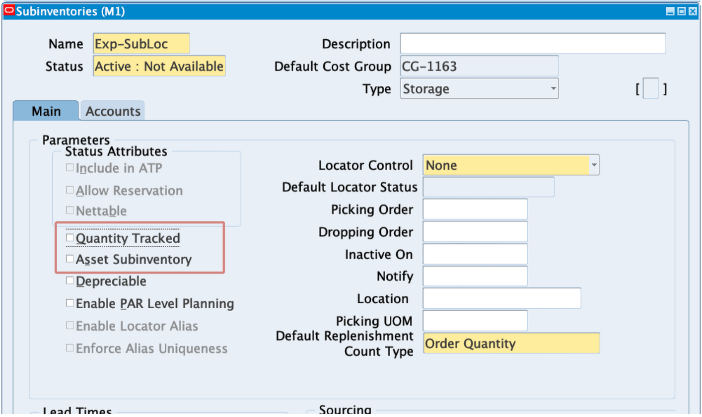 Expense Subinventory Setup - Step 2