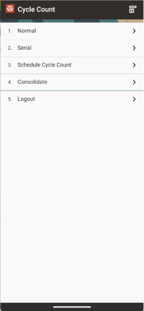 Consolidate Option on the Cycle Count Menu