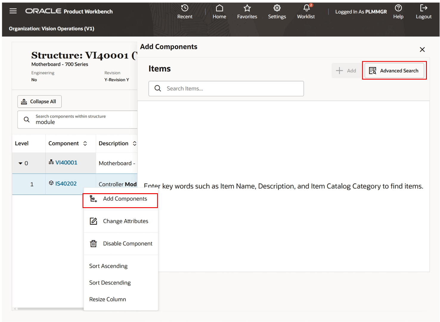 Search and Add Components