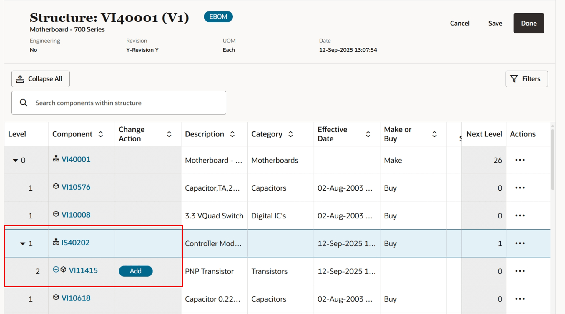 Added Component shown as a child